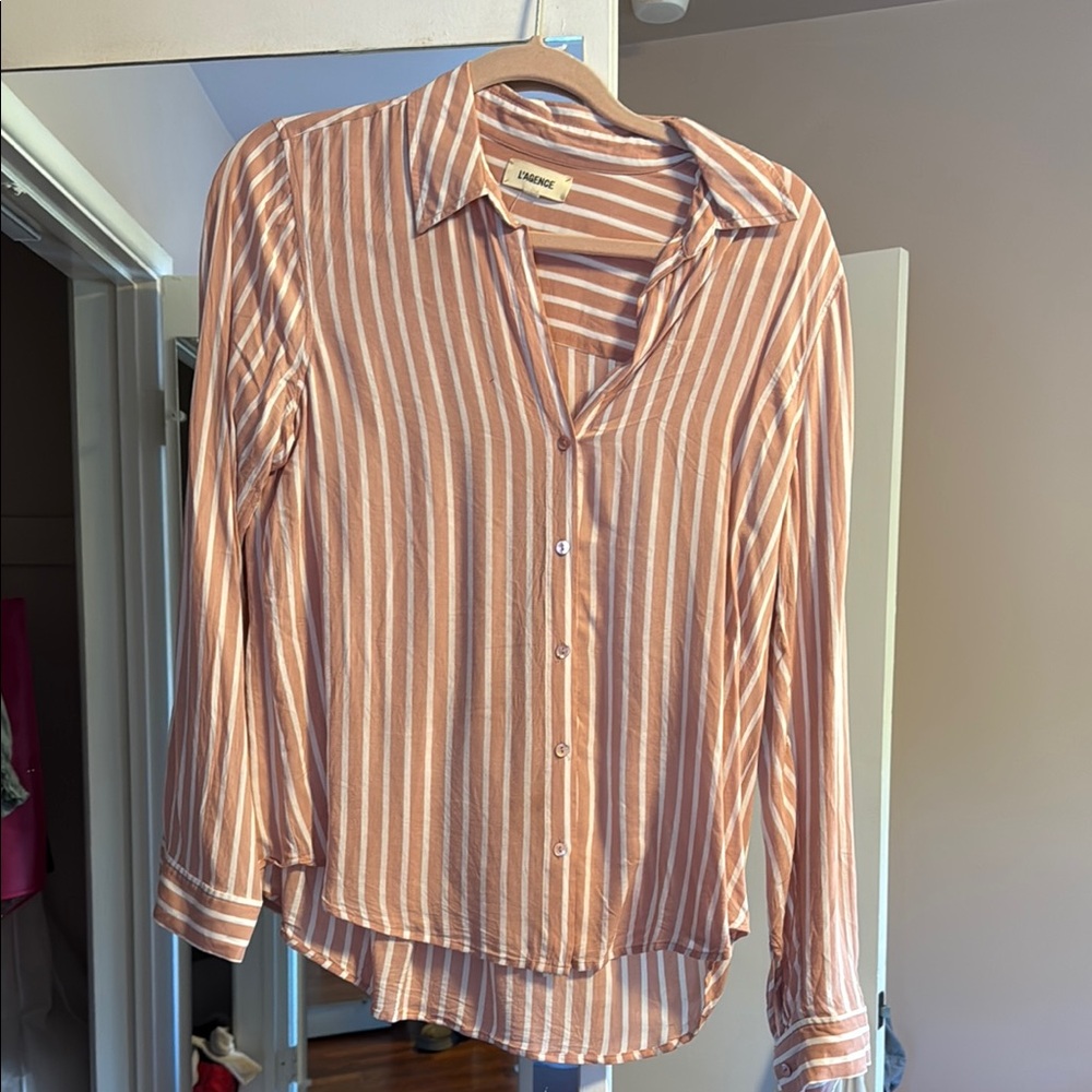 L’agence Women's Striped Button-Up Blouse